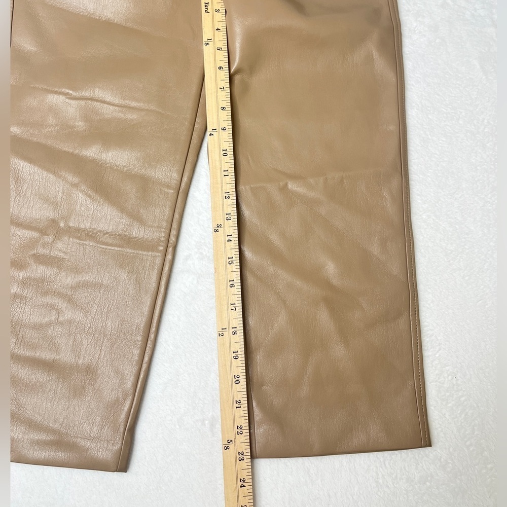 Babaton Aritzia Camel Faux Leather Command Cropped Slacks Sz 6 Chic Office Work - Picture 8 of 15